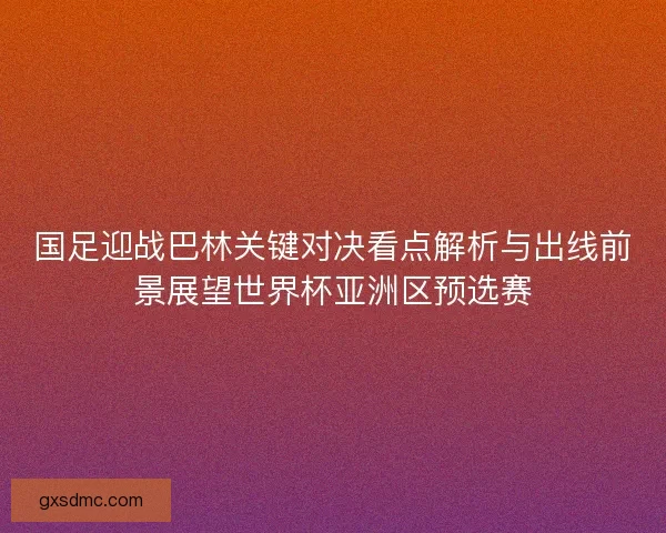 国足迎战巴林关键对决看点解析与出线前景展望世界杯亚洲区预选赛