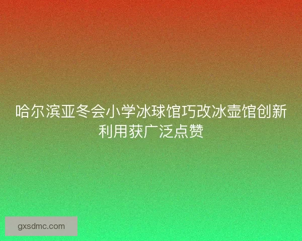 哈尔滨亚冬会小学冰球馆巧改冰壶馆创新利用获广泛点赞
