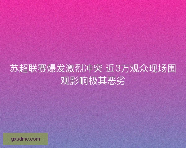 苏超联赛爆发激烈冲突 近3万观众现场围观影响极其恶劣
